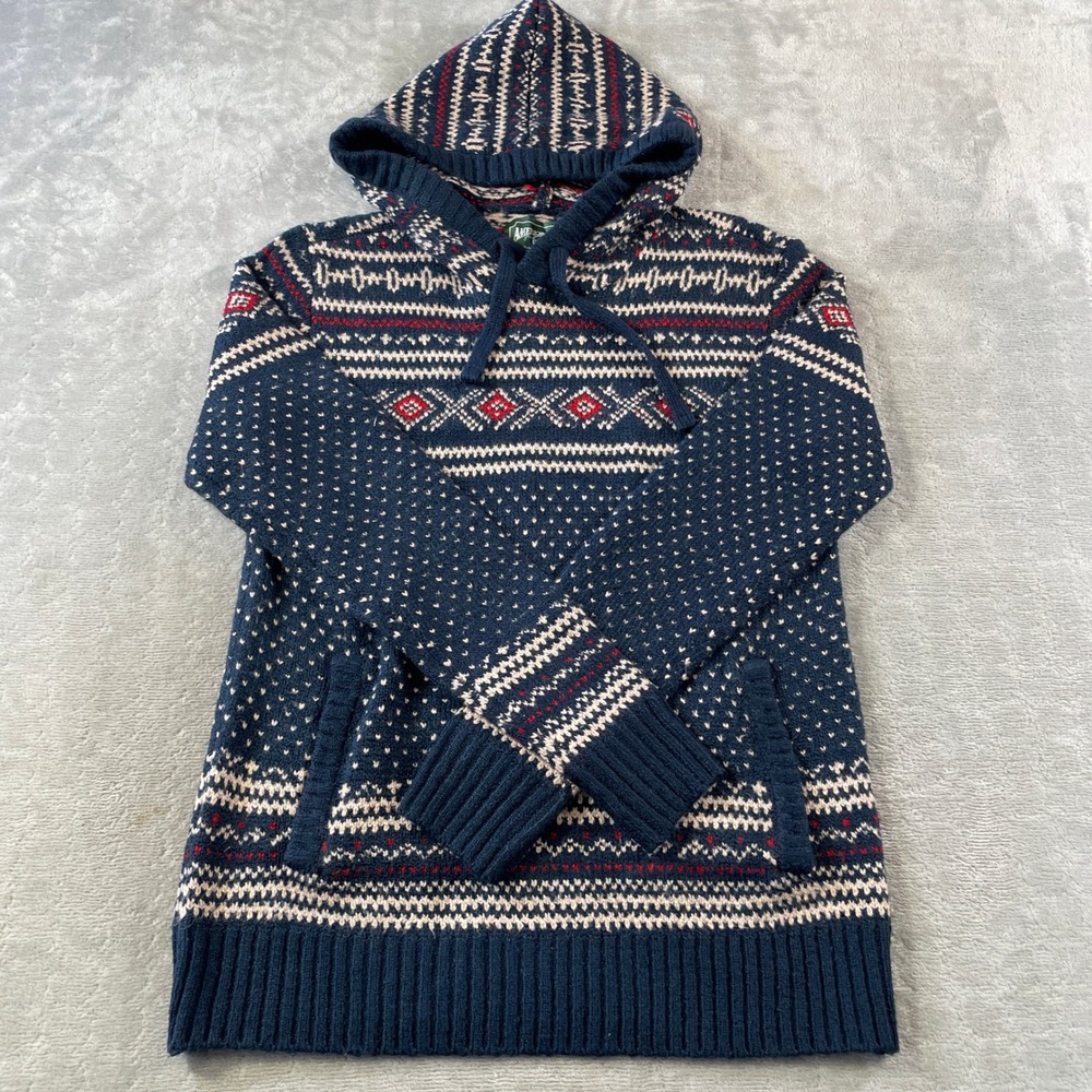 American Eagle Hooded Sweater Tunic Womens Medium Fair Isle Holiday Christmas